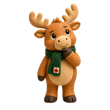 Moose mascot thinking